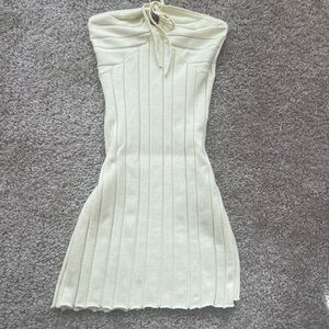 Pastel yellow mini strapless dress!